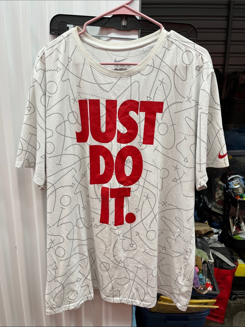 Nike White Short-Sleeve Tee with Red JUST DO IT. Graphic